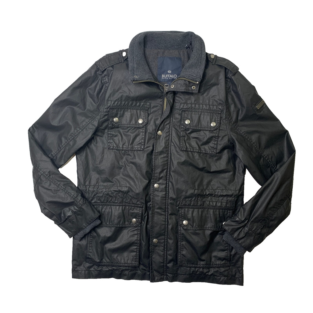 Buffalo David Bitton Jacket Mens L Full Zip Military Utility Cotton Blend Canvas